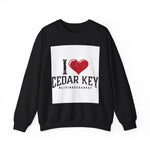 Cedar Key Love Sweatshirt, Cozy Crewneck, Travel Gift, Casual Wear, Vacation Souvenir, Florida Pride Clothing