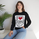 I Love Cedar Key Unisex Heavy Blend Sweatshirt, Cozy Travel Gift, Perfect for Fall, Souvenir Apparel, Casual Everyday Wear, Comfy Layering
