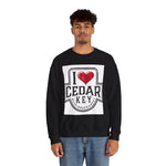 I Love Cedar Key Unisex Heavy Blend Sweatshirt, Cozy Travel Gift, Perfect for Fall, Souvenir Apparel, Casual Everyday Wear, Comfy Layering
