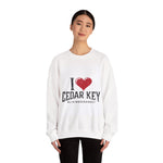 Cedar Key Love Sweatshirt, Cozy Crewneck, Travel Gift, Casual Wear, Vacation Souvenir, Florida Pride Clothing