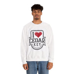 I Love Cedar Key Unisex Heavy Blend Sweatshirt, Cozy Travel Gift, Perfect for Fall, Souvenir Apparel, Casual Everyday Wear, Comfy Layering