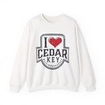 I Love Cedar Key Unisex Heavy Blend Sweatshirt, Cozy Travel Gift, Perfect for Fall, Souvenir Apparel, Casual Everyday Wear, Comfy Layering