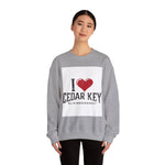 Cedar Key Love Sweatshirt, Cozy Crewneck, Travel Gift, Casual Wear, Vacation Souvenir, Florida Pride Clothing