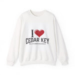 Cedar Key Love Sweatshirt, Cozy Crewneck, Travel Gift, Casual Wear, Vacation Souvenir, Florida Pride Clothing