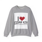 Cedar Key Love Sweatshirt, Cozy Crewneck, Travel Gift, Casual Wear, Vacation Souvenir, Florida Pride Clothing