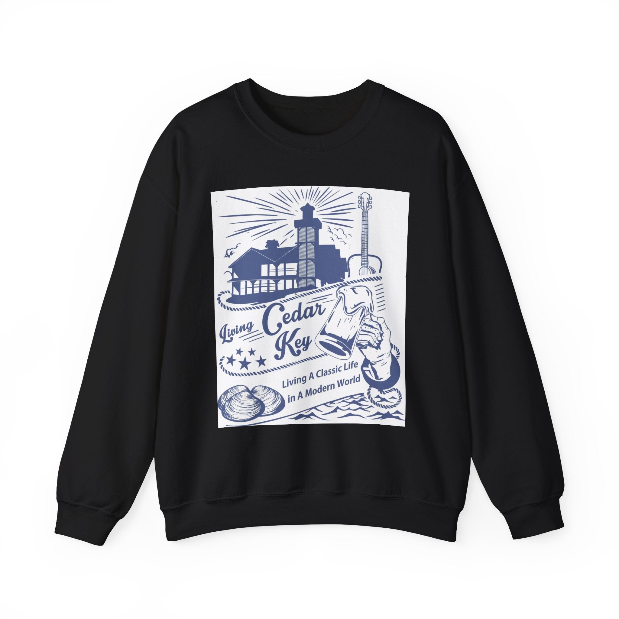 Cedar Key Crewneck Sweatshirt, Cozy Casual Wear, Nautical Apparel, Beach Lover Gift, Summer Vibes, Unisex Clothing