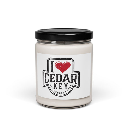 I Love Cedar Key Scented Soy Candle | 9oz Aromatherapy Gift | Home Fragrance | Coastal Decor | Relaxing Ambiance | Beach Lover Gift
