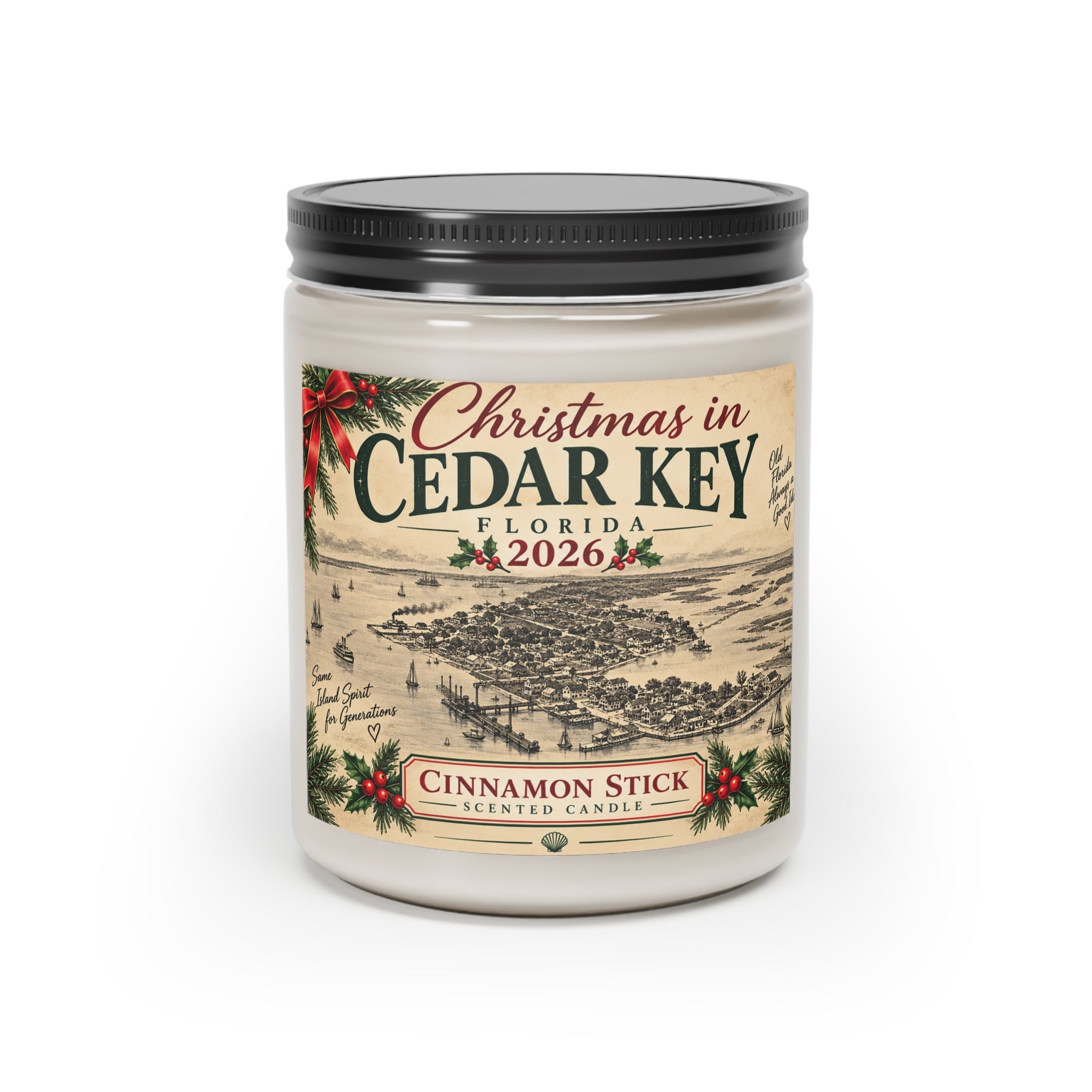 Christmas in Cedar Key 2026 Candle | Cinnamon Stick Scented Christmas Gift