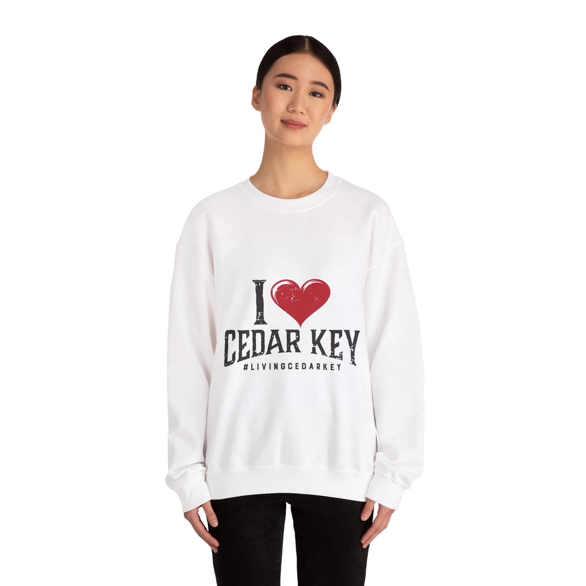 Cedar Key Love Sweatshirt, Cozy Crewneck, Travel Gift, Casual Wear, Vacation Souvenir, Florida Pride Clothing