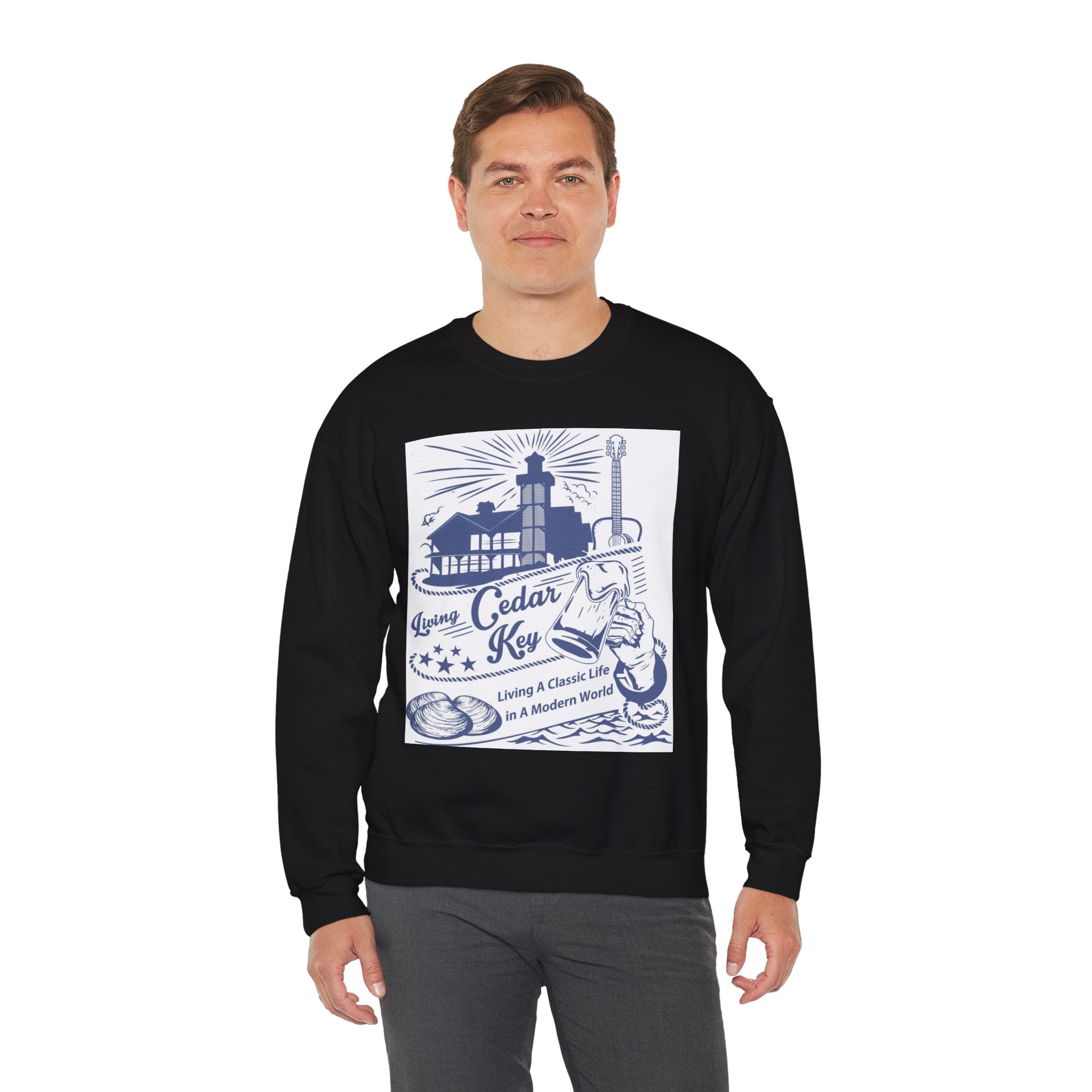 Cedar Key Crewneck Sweatshirt, Cozy Casual Wear, Nautical Apparel, Beach Lover Gift, Summer Vibes, Unisex Clothing