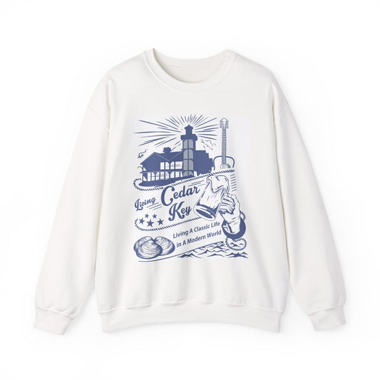 Cedar Key Crewneck Sweatshirt, Cozy Casual Wear, Nautical Apparel, Beach Lover Gift, Summer Vibes, Unisex Clothing