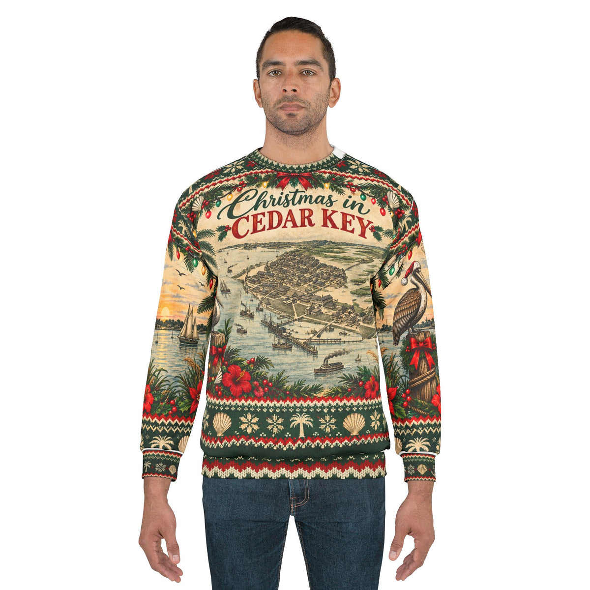 Christmas in Cedar Key Ugly Christmas Sweater | Vintage Florida
