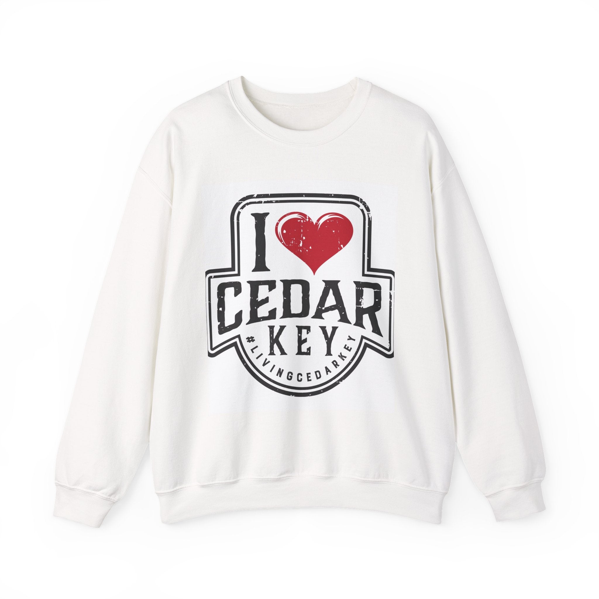I Love Cedar Key Unisex Heavy Blend Sweatshirt, Cozy Travel Gift, Perfect for Fall, Souvenir Apparel, Casual Everyday Wear, Comfy Layering