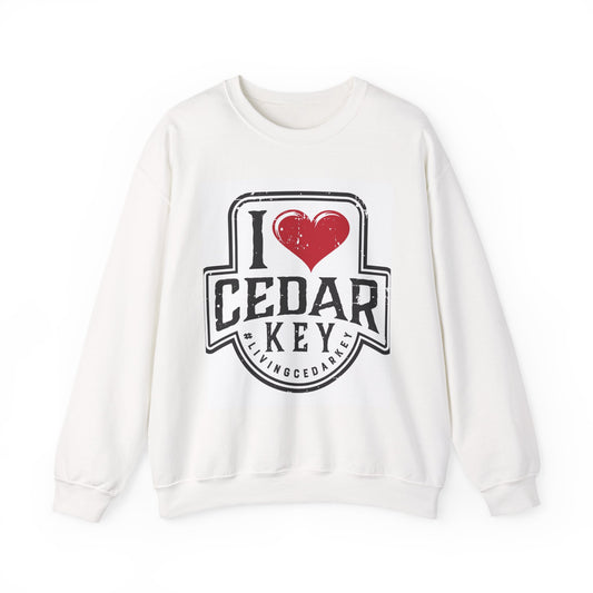 I Love Cedar Key Unisex Heavy Blend Sweatshirt, Cozy Travel Gift, Perfect for Fall, Souvenir Apparel, Casual Everyday Wear, Comfy Layering