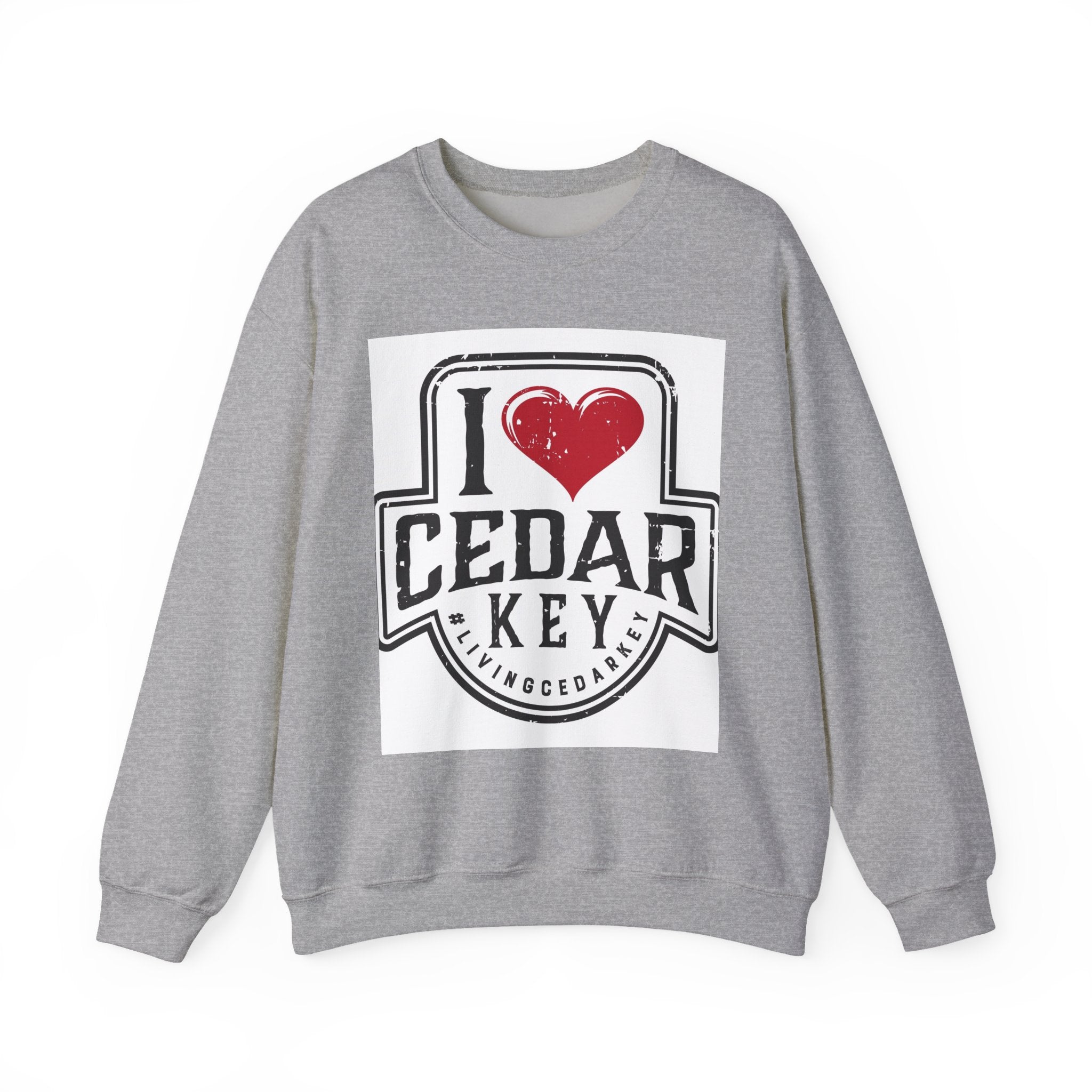 I Love Cedar Key Unisex Heavy Blend Sweatshirt, Cozy Travel Gift, Perfect for Fall, Souvenir Apparel, Casual Everyday Wear, Comfy Layering