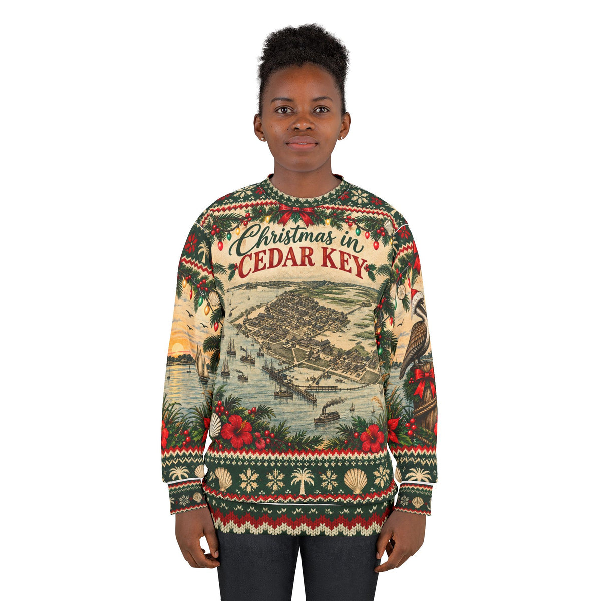 Christmas in Cedar Key Ugly Christmas Sweater | Vintage Florida
