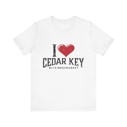 Cedar Key Love Tee - Unisex Jersey Short Sleeve Shirt, Perfect Gift for Travelers, Beach Lovers, Souvenir, Casual Wear, Vacation Style