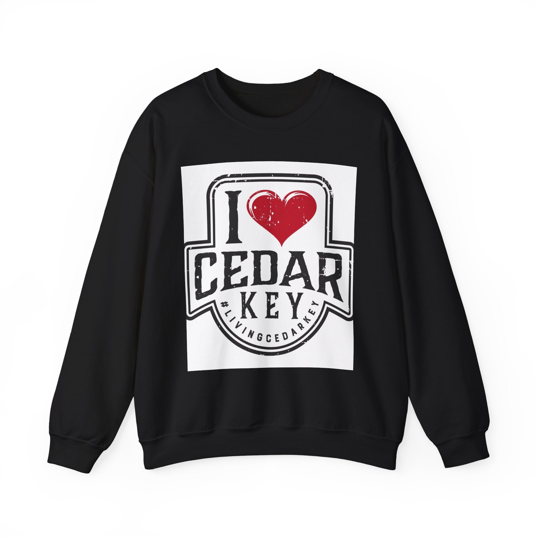 I Love Cedar Key Unisex Heavy Blend Sweatshirt, Cozy Travel Gift, Perfect for Fall, Souvenir Apparel, Casual Everyday Wear, Comfy Layering