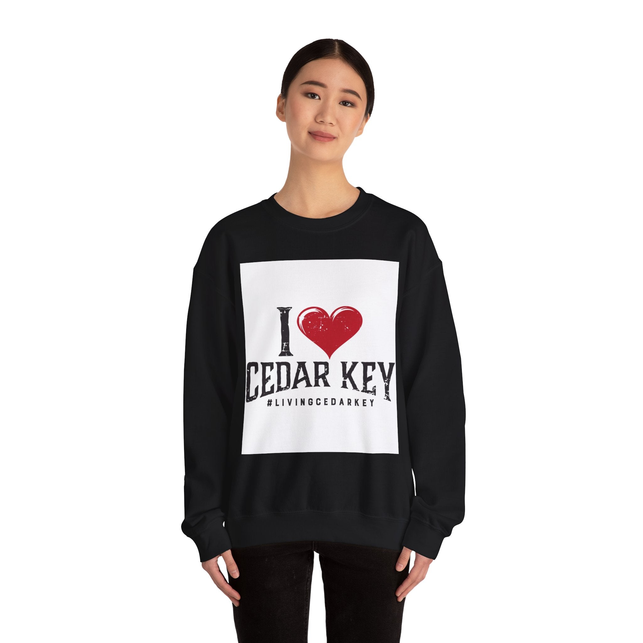 Cedar Key Love Sweatshirt, Cozy Crewneck, Travel Gift, Casual Wear, Vacation Souvenir, Florida Pride Clothing