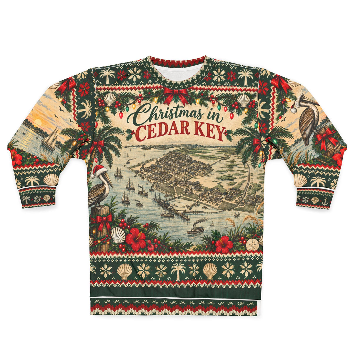 Christmas in Cedar Key Ugly Christmas Sweater | Vintage Florida