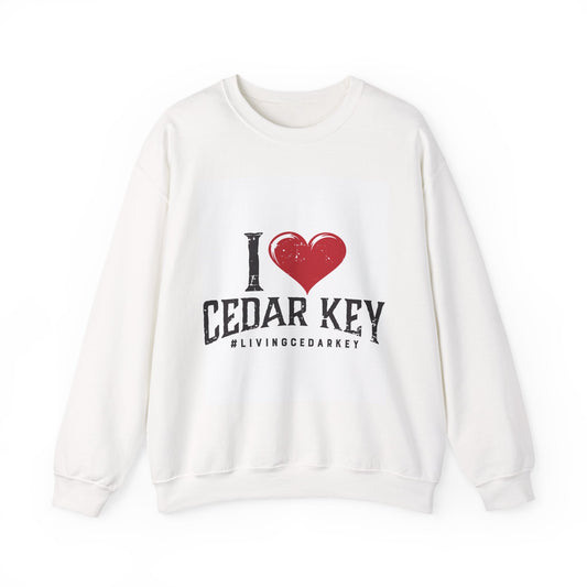 Cedar Key Love Sweatshirt, Cozy Crewneck, Travel Gift, Casual Wear, Vacation Souvenir, Florida Pride Clothing