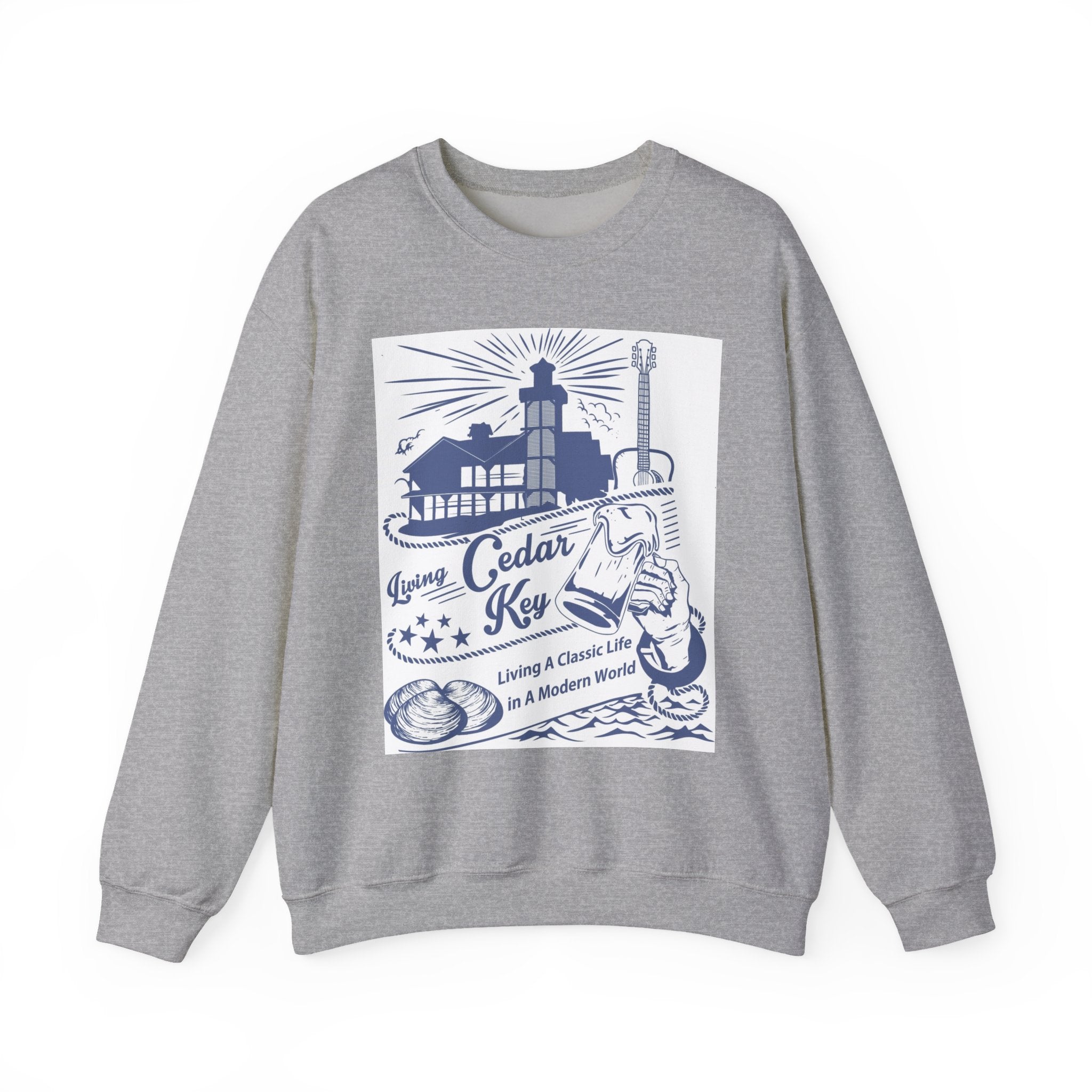 Cedar Key Crewneck Sweatshirt, Cozy Casual Wear, Nautical Apparel, Beach Lover Gift, Summer Vibes, Unisex Clothing