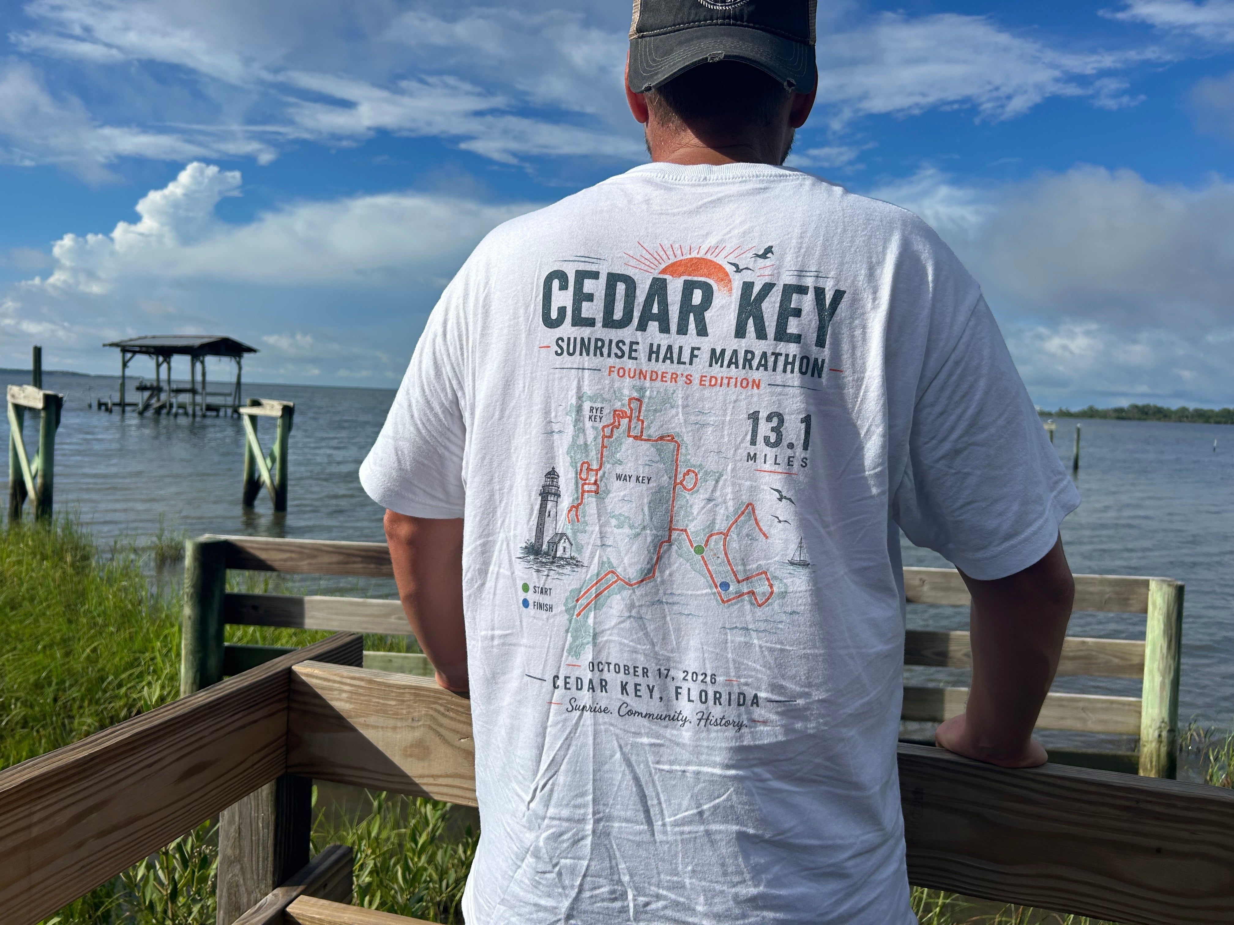 Cedar Key Sunrise Half Marathon Shirt | 2026 Founder’s Edition